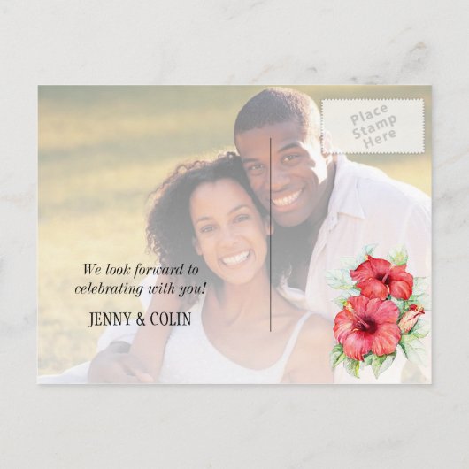 ハイビ芸術的スカスの花の日付写真を保存 案内ポストカード (裏面)