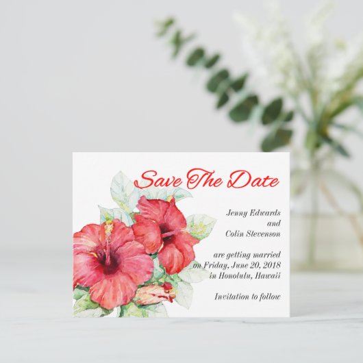 ハイビ芸術的スカスの花の日付写真を保存 案内ポストカード (スタンド正面)