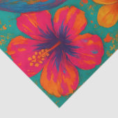 ハイビ鮮やかスカスの花を持つクラゲ航海の 薄葉紙 (詳細)