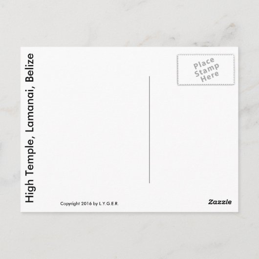 ハイピラミッド、ラマナイ、ベリーズ葉書 ポストカード (裏面)