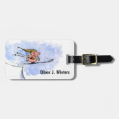 ハイピ飛んでいるグ – スキージャンプピグアスリート ラゲッジタグ (正面横)