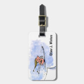 ハイピ飛んでいるグ – スキージャンプピグアスリート ラゲッジタグ (正面縦)