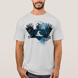 ハイファイスノーボード。 青でたどられる Tシャツ