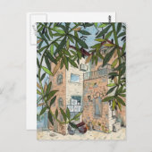 ハイファイスラエルの中庭Cityscape Collage Sketch ポストカード (正面/裏面)