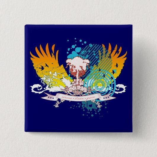 ハイファイツリー。 缶バッジ (正面)