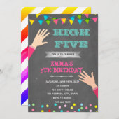 ハイファイブガール誕生日テーマ 招待状 (正面/裏面)