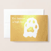 ハイファイブキャットポーおめでとう勇気付けられる 箔カード (封筒付き正面)