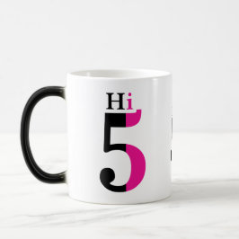 ハイファイブピンクミニマルタイポグラフィデザイン モーフィングマグカップ