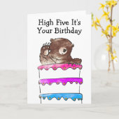 ハイファイブベア誕生日カード カード (黄色い花)