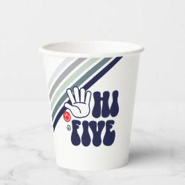 ハイファイブレトロストライプブルー 紙コップ