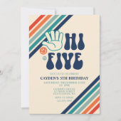 ハイファイブレトロストライプ誕生日招待状 招待状 (正面)