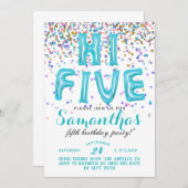 ハイファイブ第5誕生日紙吹雪招待状 招待状 (正面/裏面)