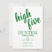 ハイファイブ誕生日招待状グリーン 招待状 (正面)