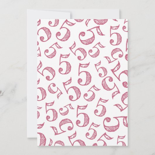 ハイファイブ誕生日招待状ピンク 招待状 (裏面)