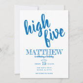 ハイファイブ誕生日招待状ブルー 招待状 (正面)