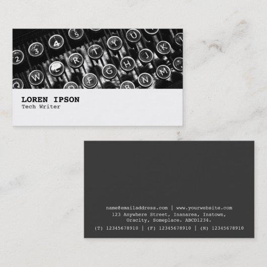 ハイファイ- 0256 -古いタイプライター 名刺 (正面/裏面)