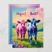 ハイファーまたはブルウェスタンのスタイルジェンダーの暴露 招待状 (正面/裏面)