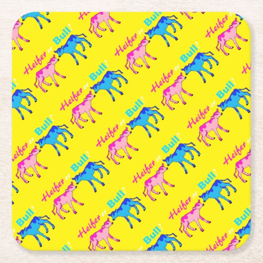 ハイファーまたはブルファームのスタイルジェンダーの表示 スクエアペーパーコースター (正面)