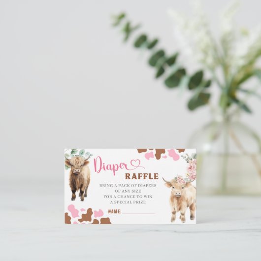 ハイファーまたは牛の性別おむつラッフルを明らかにする エンクロージャーカード (スタンド正面)
