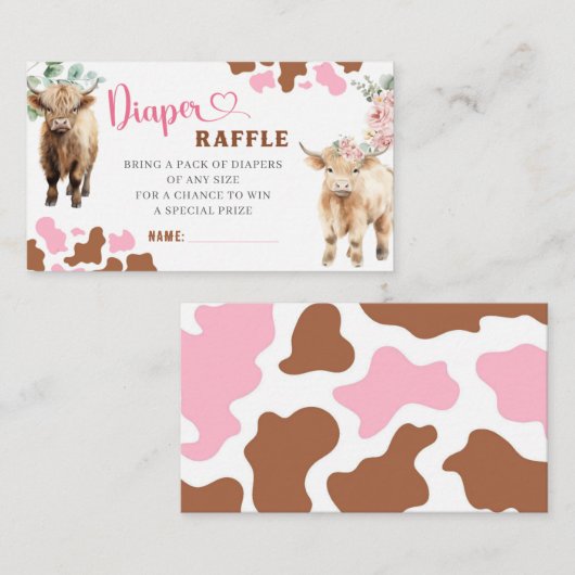 ハイファーまたは牛の性別おむつラッフルを明らかにする エンクロージャーカード (正面/裏面)