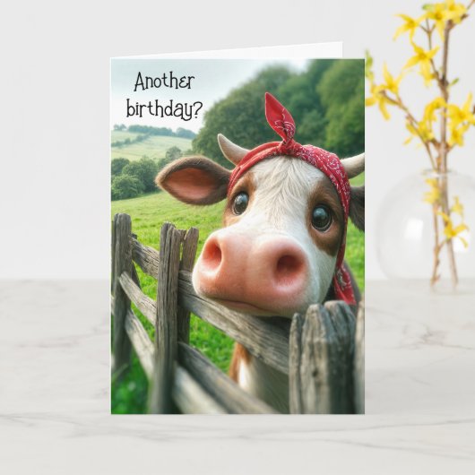 ハイファーカウズ誕生日ユーモア カード (黄色い花)