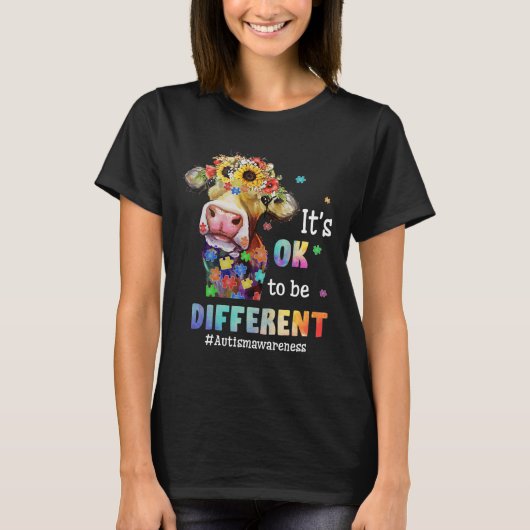 ハイファー牛のパズル違う自閉症Aになってもいい Tシャツ (正面)