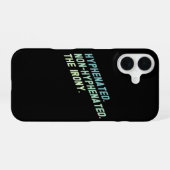 ハイフンありなしの皮肉な面白い引用 iPhone 16ケース (裏面横)