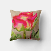 ハイブリッグランジド茶バラポップ・アートのアート水彩花 クッション (裏面)