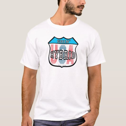 ハイブリッドでドライブ アメリカのマイカー Tシャツ (正面)