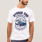 ハイブリッドカー:ガソリンと電子の力 Tシャツ (正面)