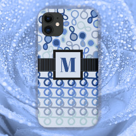 ハイブリッドペイズリーブルーのループ線グラデーション iPhone 11 ケース