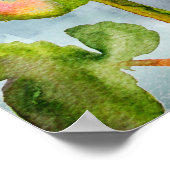 ハイブリッポップ・アートのド茶バラアート水モダン色花 ポスター (角)