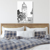 ハイブレインタワー – Connecticut Sketch Art キャンバスプリント (インサイチュ (寝室))