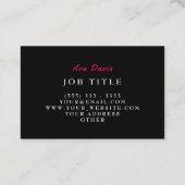 ハイプロフェッショナルピンクレッドブラックモダン 名刺 (裏面)