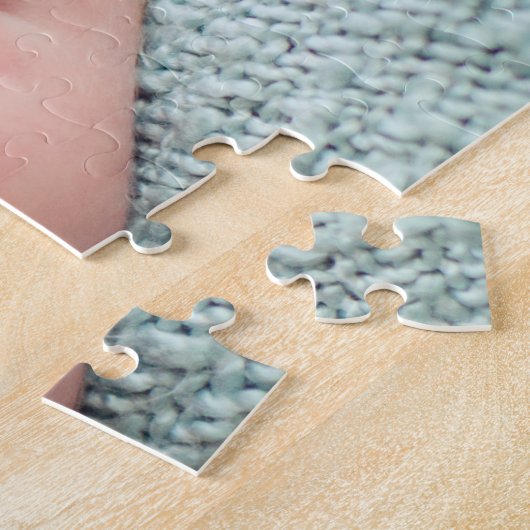 ハイベビーフォトシック白スクリプト生まれたばかりの写真 ジグソーパズル (側面)