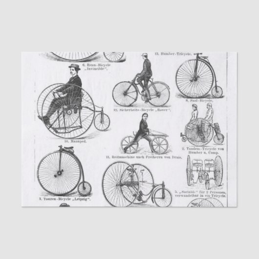 ハイホイーラー自転車 ペニー・ファージング 薄葉紙 (正面)