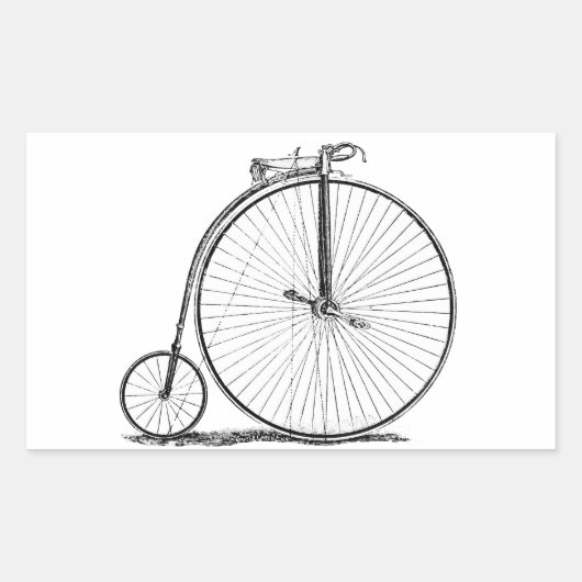 ハイホイーラー自転車 ペニー・ファージング 長方形シール (正面)