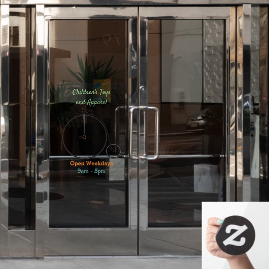 ハイホイール自転車イラストレーション ウィンドウサイン (オフィスドア)