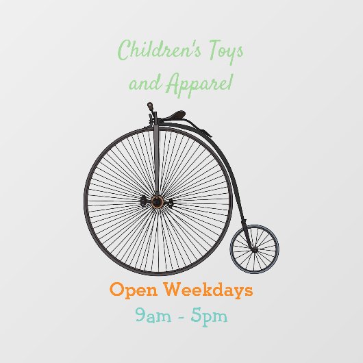 ハイホイール自転車イラストレーション ウィンドウサイン (シート)