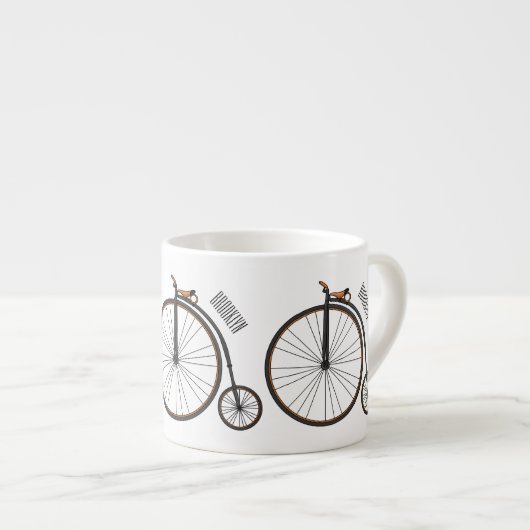 ハイホイール自転車イラストレーション エスプレッソカップ (正面右)