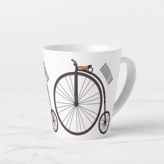 ハイホイール自転車イラストレーション カフェラテマグ (右アングル)