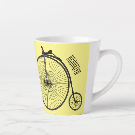 ハイホイール自転車イラストレーション カフェラテマグ (右)