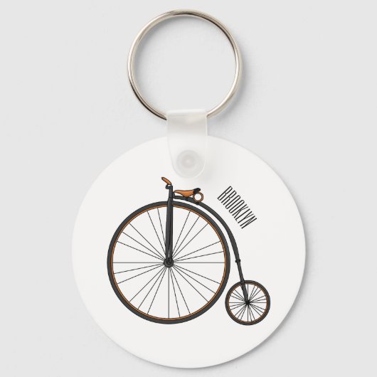 ハイホイール自転車イラストレーション キーホルダー (正面)