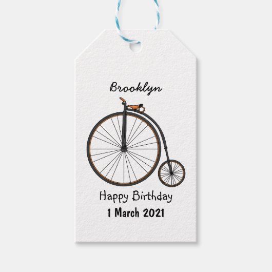 ハイホイール自転車イラストレーション ギフトタグ (正面)