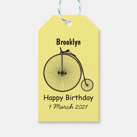 ハイホイール自転車イラストレーション ギフトタグ (正面)
