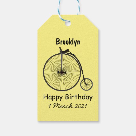 ハイホイール自転車イラストレーション ギフトタグ (裏面)
