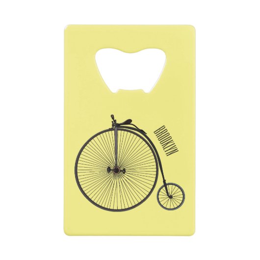 ハイホイール自転車イラストレーション クレジットカード栓抜き (正面)