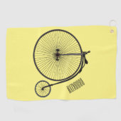 ハイホイール自転車イラストレーション ゴルフタオル (横)