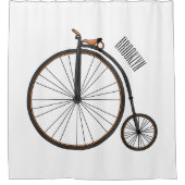 ハイホイール自転車イラストレーション シャワーカーテン (正面)