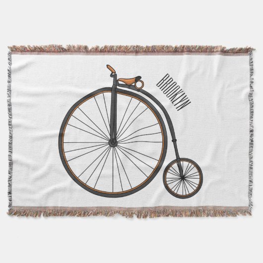 ハイホイール自転車イラストレーション スローブランケット (正面)
